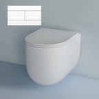 Studio Bagno Milady Wall Hung Matte White Toilet Including Mechanical Expert Evo Low Level Under Bench Cistern & Matte White Button - MIL003/MW + 721706/MC + OL0659042