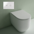 Studio Bagno Milady Gloss White Wall Faced Toilet Including OLI 74 (Pneumatic) Cistern Package & Polished Chrome Button - MIL002 + 601602/PN + OL0154963