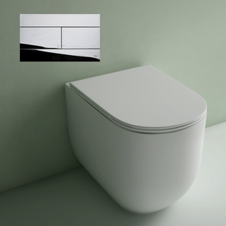 Studio Bagno Milady Wall Faced Toilet Package Includes Mechanical Expert Low Level Cistern & Polished Chrome Button - MIL002 + 721006/MC + OL0659044