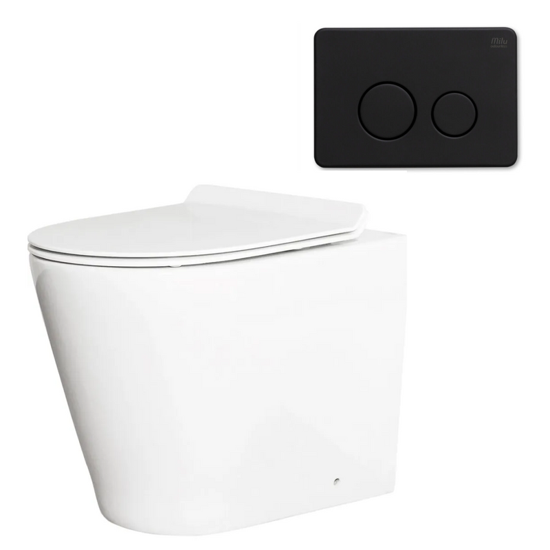 Milu Mod Odourless In-Wall Floor Mount Package Includes Pan, Slim Seat, Cistern & Button