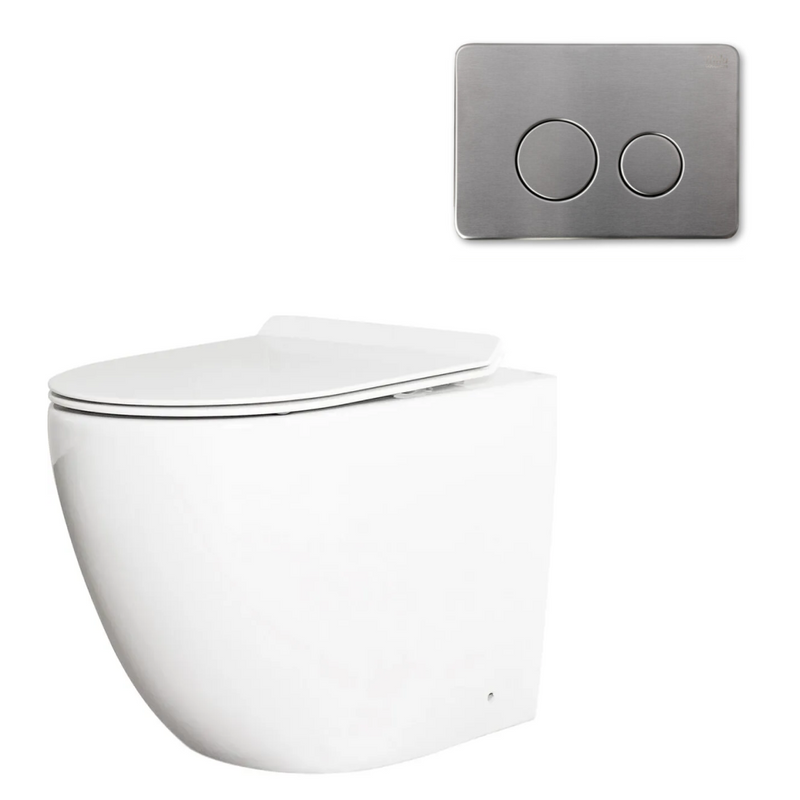 Milu Odourless Crest In-Wall Floor Mounted Toilet Package - Includes Pan, Slim Seat, Cistern & Button
