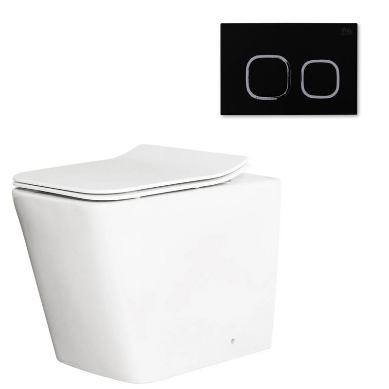 Milu Odourless Form In-Wall Floor Mounted Toilet Package Includes Pan, Slim Seat, Cistern & Button