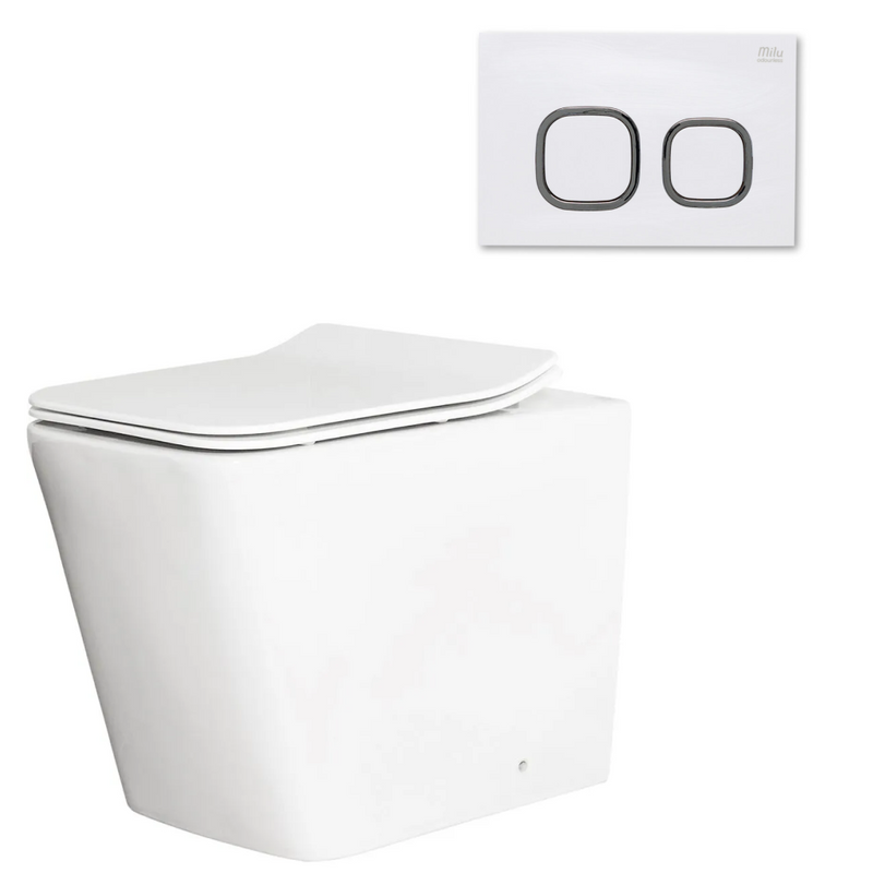 Milu Odourless Form In-Wall Floor Mounted Toilet Package Includes Pan, Slim Seat, Cistern & Button