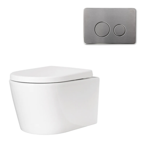 Milu Odourless Mod Wall Hung Toilet Package Includes Pan, Seat, Cistern & Button