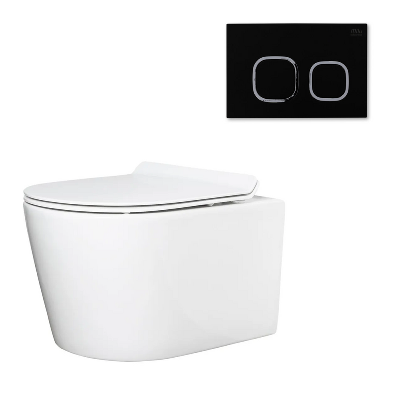 Milu Odourless Mod Wall Hung Toilet Package Includes Pan, Slim Seat, Cistern & Button