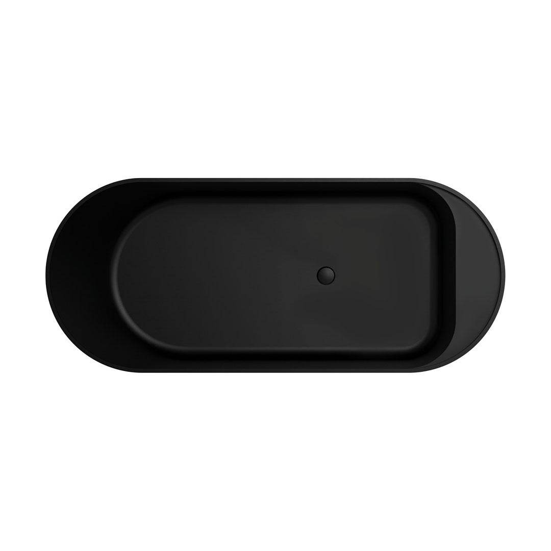 Fienza Minka 1700 Solid Surface Freestanding Bath - Matte Black - ST20-1700B