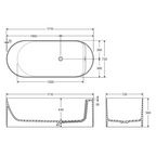 Fienza Minka 1700 Solid Surface Freestanding Bath - Matte White - ST20-1700