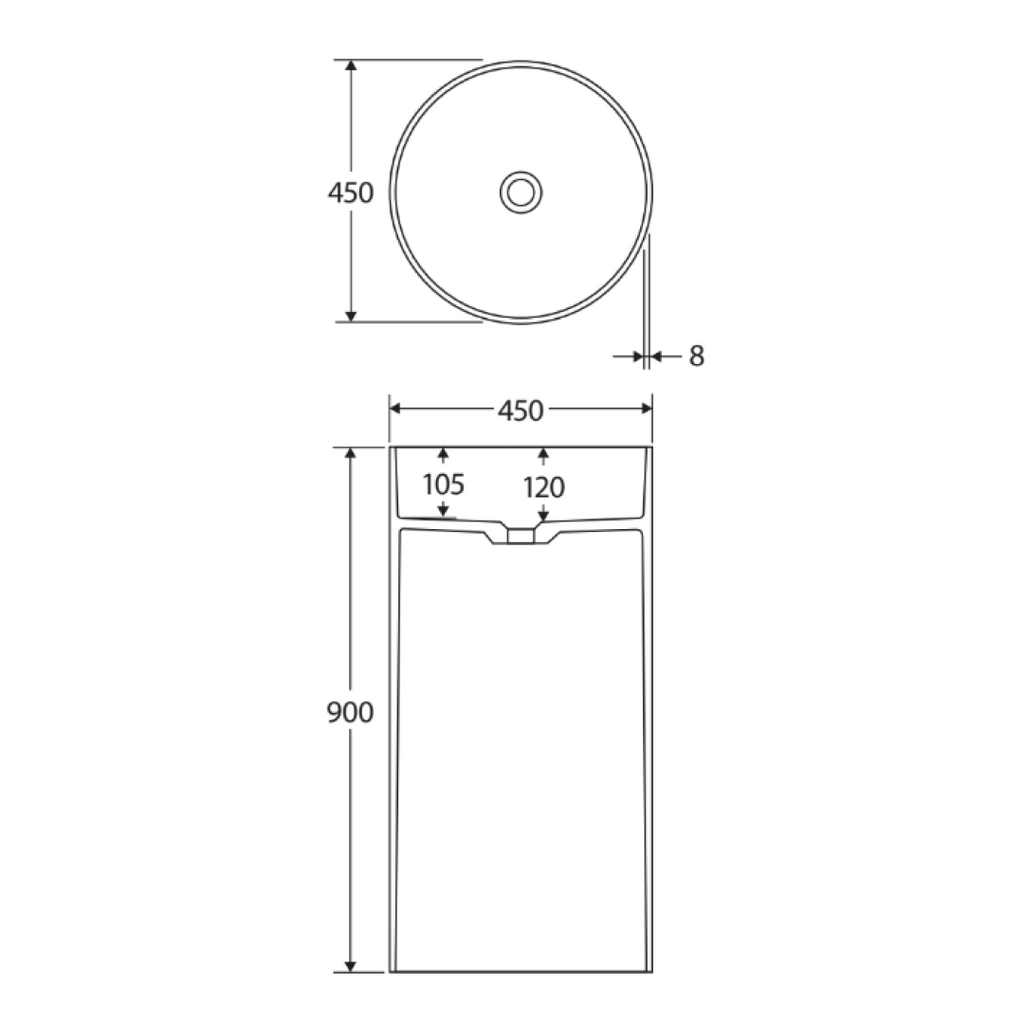 Fienza Minka Solid Surface Freestanding Basin - Matte White - CSB801