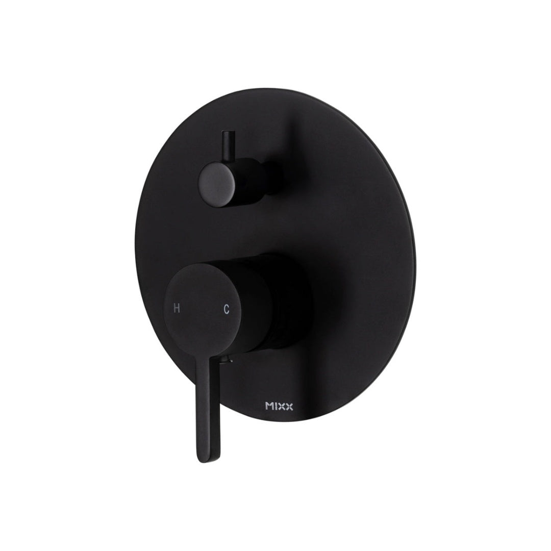 Mixx Aloe Shower Diverter Wall Mixer - Includes In-Wall Body - Matte Black - 11SL974M