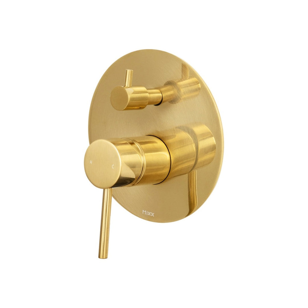 Mixx Anise Shower Diverter Wall Mixer - Includes In-Wall Body - Brushed Brass - 11SL754R