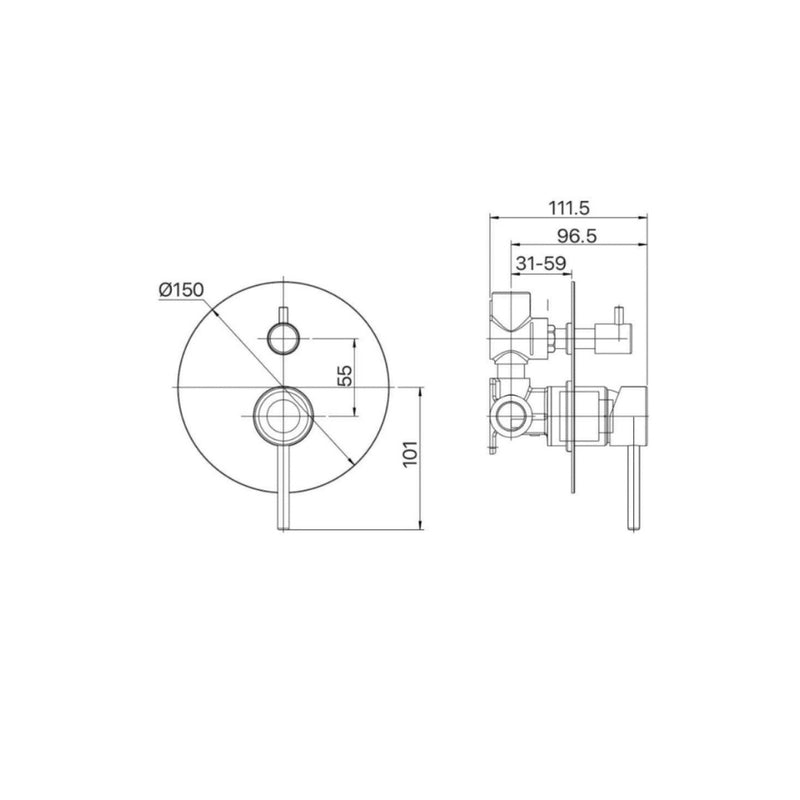 Mixx Anise Shower Diverter Wall Mixer - Includes In-Wall Body - Brushed Brass