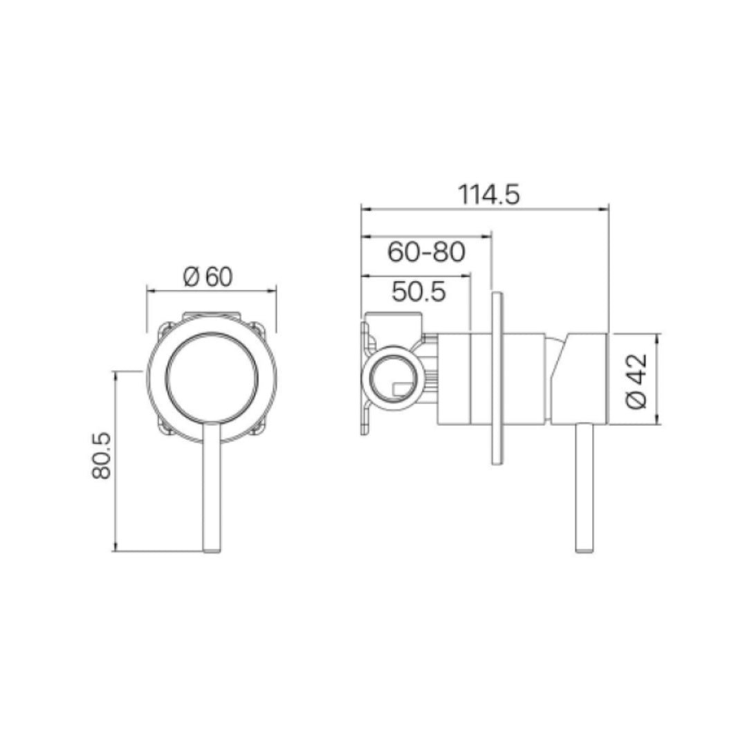 Mixx Anise Shower Wall Mixer (60mm Backplate) Brushed Nickel - LF 11SL752BF