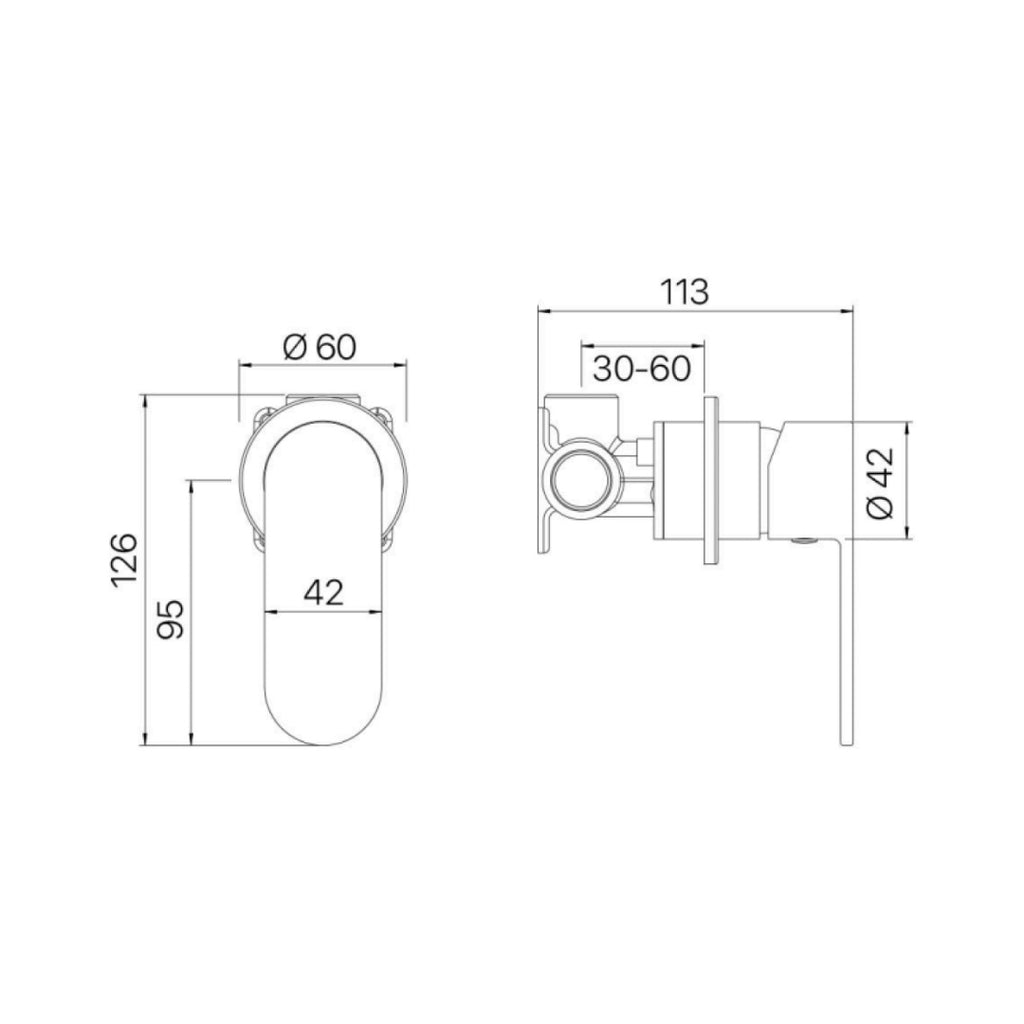 Mixx Saffron 60mm Shower Wall Mixer Chrome - Includes Body LF - 11SL952CF