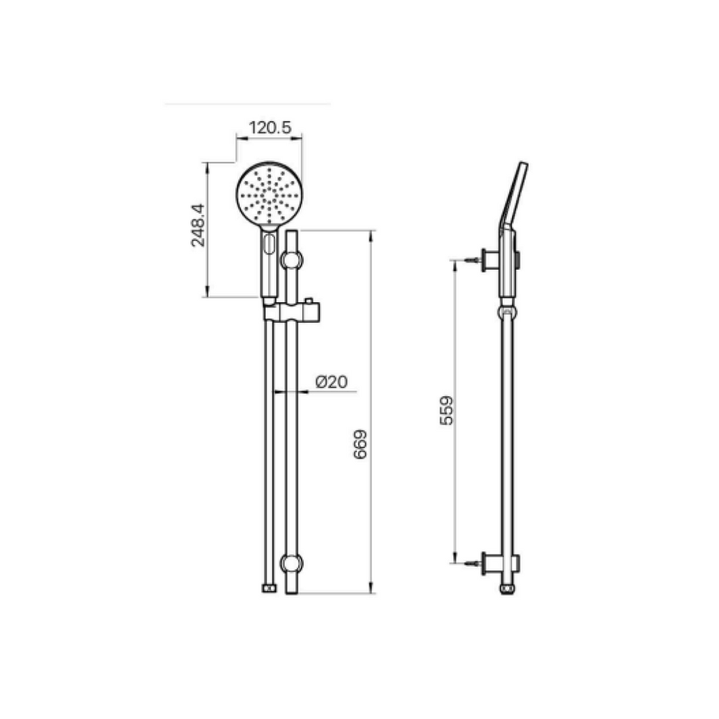 Mixx Tapware Matcha Rail Shower - Gun Metal - 11RHS03GL