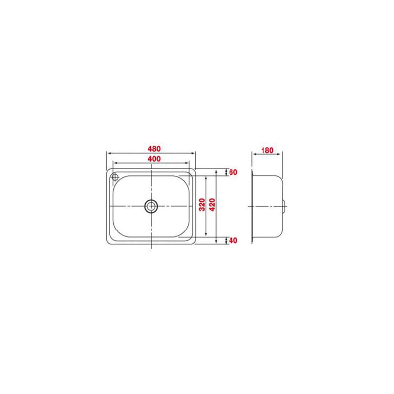 Multipurpose Rectangular Sink with Tap Landing including Basket Waste (No Tap Hole)