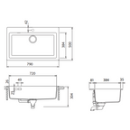 Abey SCHOCK Signus Large Topmount Single Bowl Sink 1TH - Polaris - N-100XLW