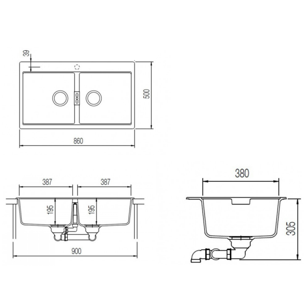 Abey SCHOCK Horizont Topmount Double Bowl Sink 1TH - Magma - N200B