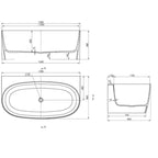 Turner Hastings Narva 1580 MagnaCast Back to Wall Bath - Matte White - NA1580MCB