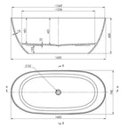 Turner Hastings Narva 1600 MagnaCast Freestanding Bath - Matte White - NA1600MCB