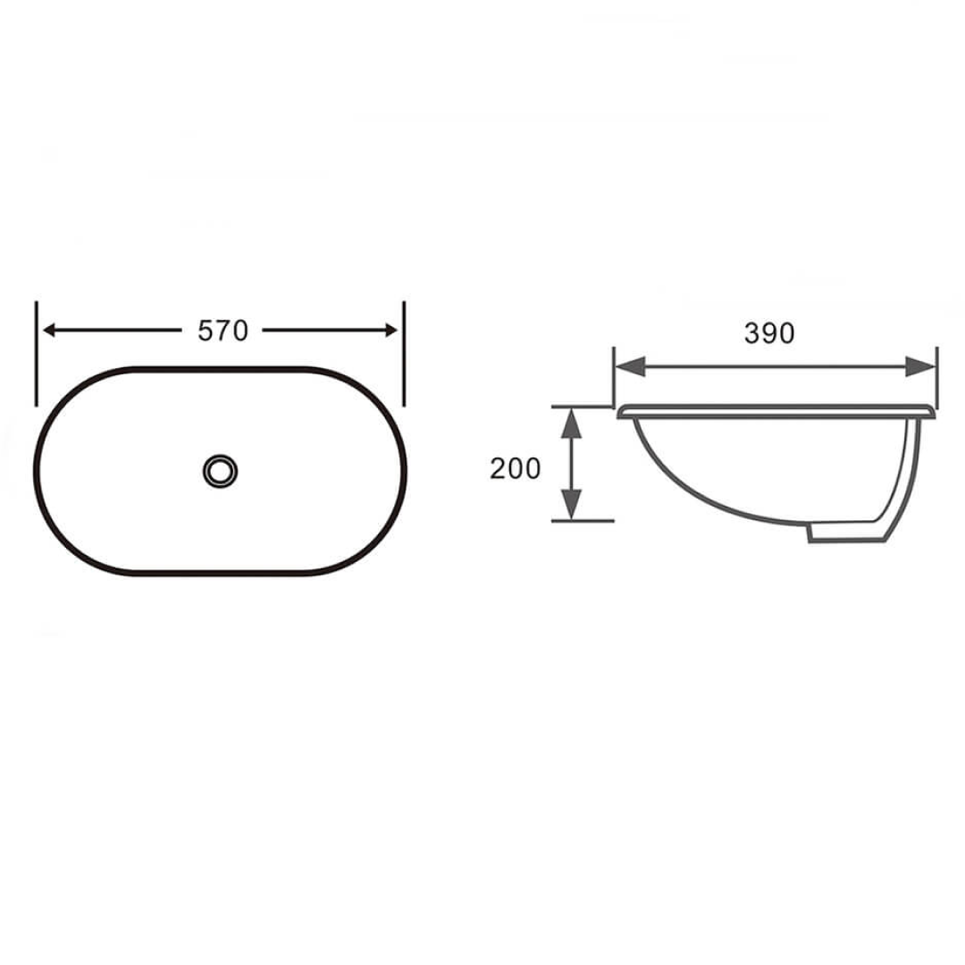 Turner Hastings Narva 57 x 39 Undercounter Pill Basin - Matte Black - NA572UPB-MB