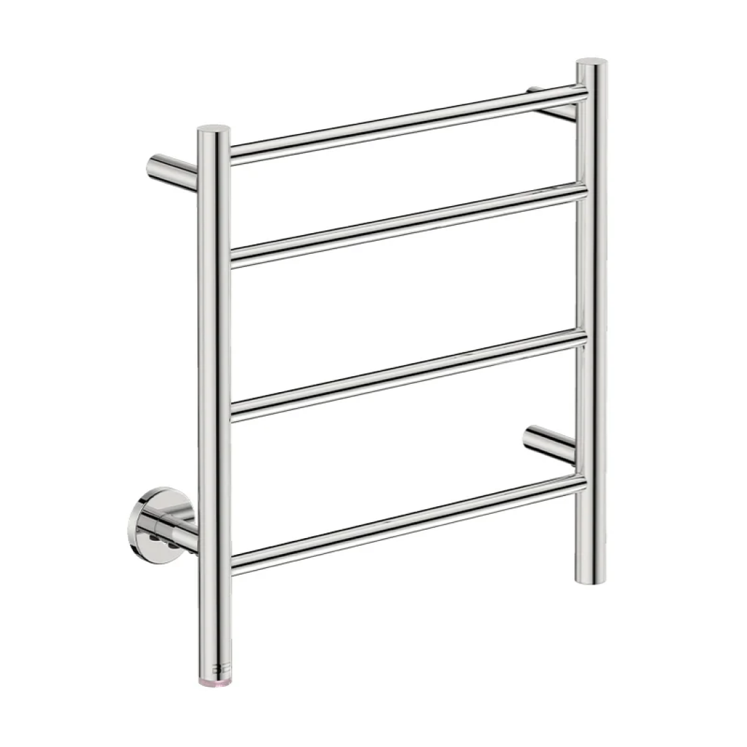 Bathroom Butler Natural 4 Bar 500mm Heated Towel Rail with PTSelect Switch - Stainless Steel - NAT04221-PTS-POLS
