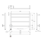 Bathroom Butler Natural 4 Bar 650 Heated Towel Rail with PTSelect Swtich - Stainless Steel - NAT04231-PTS-POLS