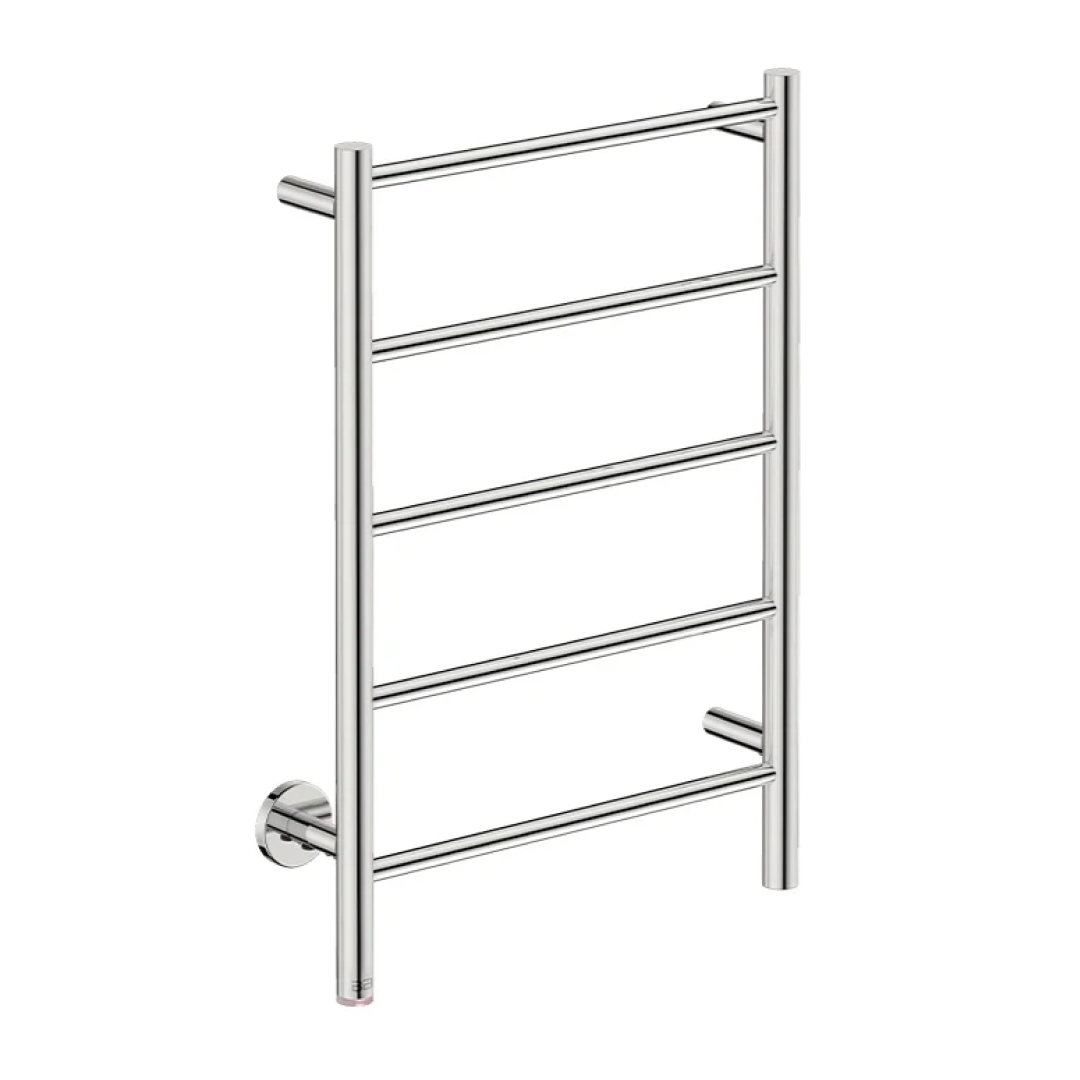 Bathroom Butler 230V Natural 5 Bar 500mm Heated Towel Rail with PTSelect Switch - Stainless Steel - NAT05221-PTS-POLS
