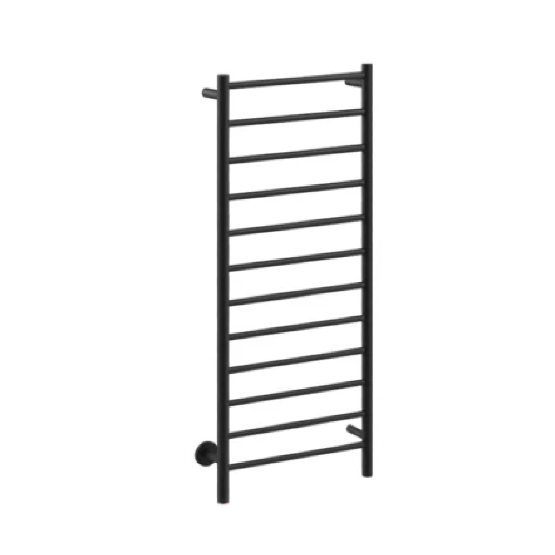 Bathroom Butler Natural 12 Bar 500mm Straight Heated Towel Rail with PTSelect Switch - Matte Black - NAT12221-PTS-MBLK
