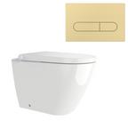 Streamline Arcisan Neion Wall Faced Intelligent Toilet with Remote, Arcisan Cistern - Includes Eneo Brushed Brass Button - NE041005 + EN04470.BB