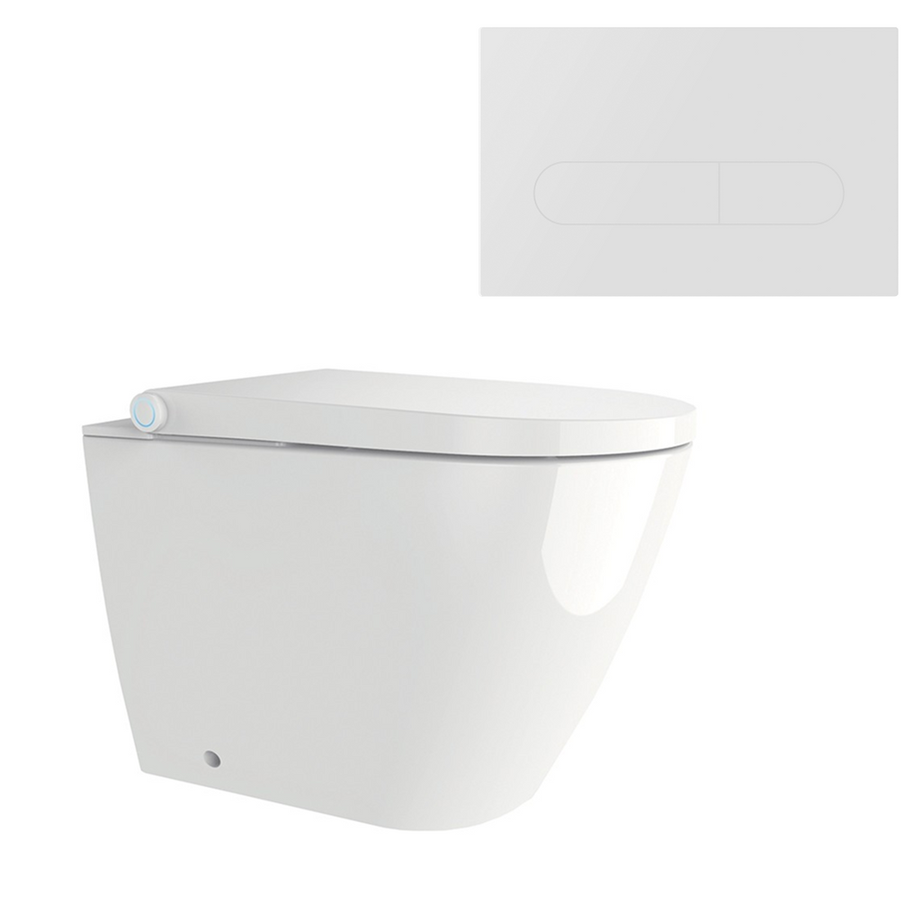Streamline Arcisan Neion Wall Faced Intelligent Toilet with Remote, Arcisan Cistern - Includes Eneo Gloss White Button - NE041005 + EN04470.GW