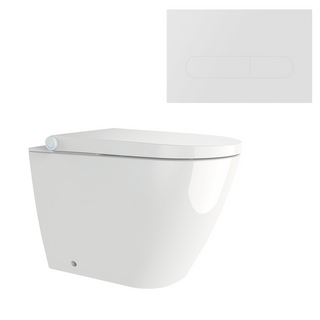 Streamline Arcisan Neion Wall Faced Intelligent Toilet with Remote, Arcisan Cistern - Includes Eneo Gloss White Button - NE041005 + EN04470.GW