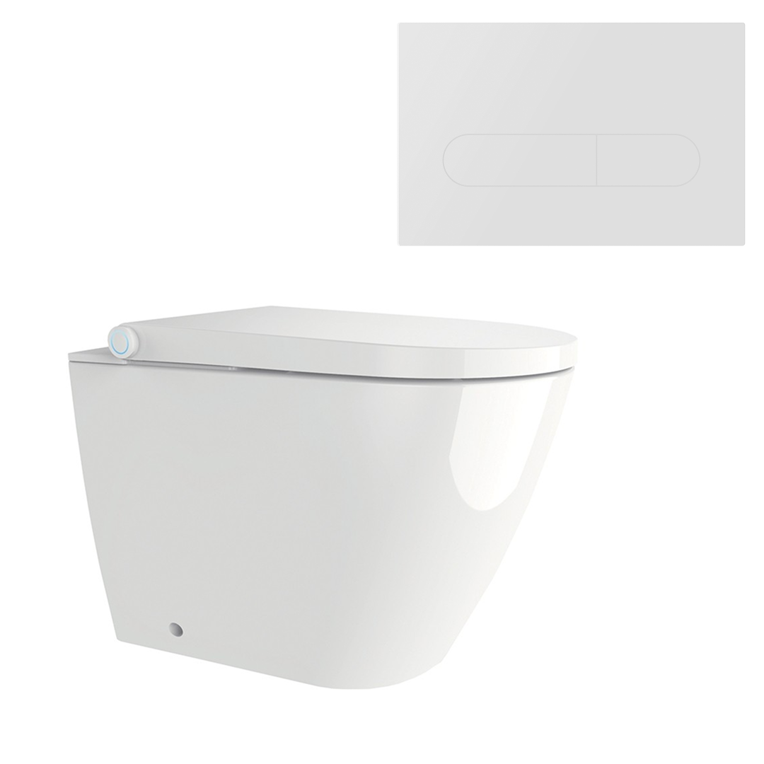 Streamline Arcisan Neion Wall Faced Intelligent Toilet with Remote, Arcisan Cistern - Includes Eneo Gloss White Button - NE041005 + EN04470.GW