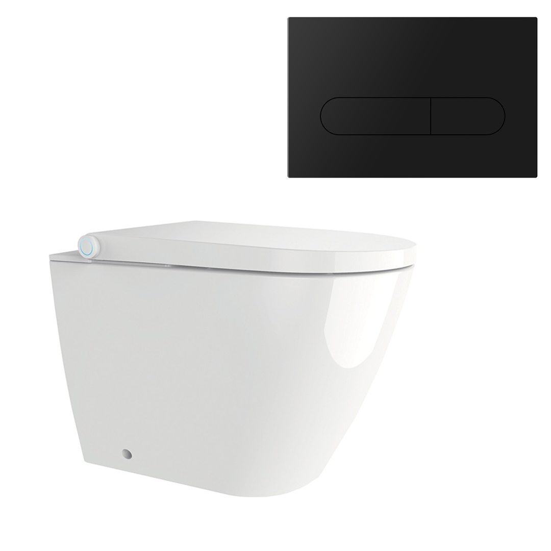 Streamline Arcisan Neion Wall Faced Intelligent Toilet with Remote, Arcisan Cistern - Includes Eneo Matte Black Button - NE041005 + EN04470.MB