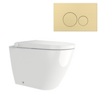 Streamline Arcisan Neion Wall Faced Intelligent Toilet with Remote, Arcisan Cistern - Includes Venn Brushed Brass Button - NE041005 + VE04478.BB