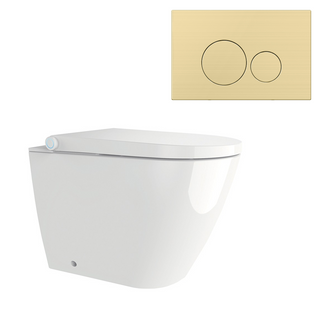Streamline Arcisan Neion Wall Faced Intelligent Toilet with Remote, Arcisan Cistern - Includes Venn Brushed Brass Button - NE041005 + VE04478.BB