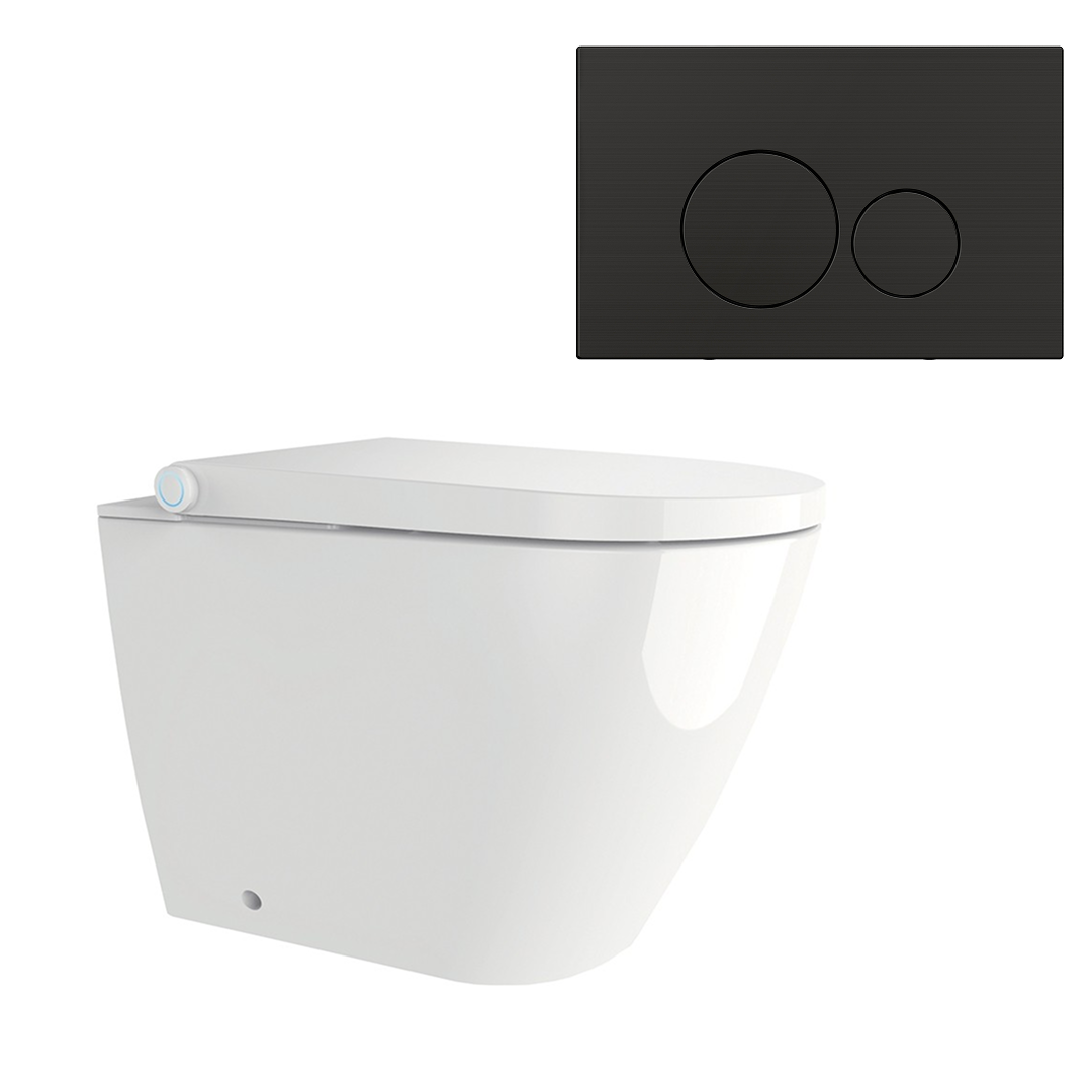 Streamline Arcisan Neion Wall Faced Intelligent Toilet with Remote, Arcisan Cistern - Includes Venn Brushed Iron Button - NE041005 + VE04478.BI