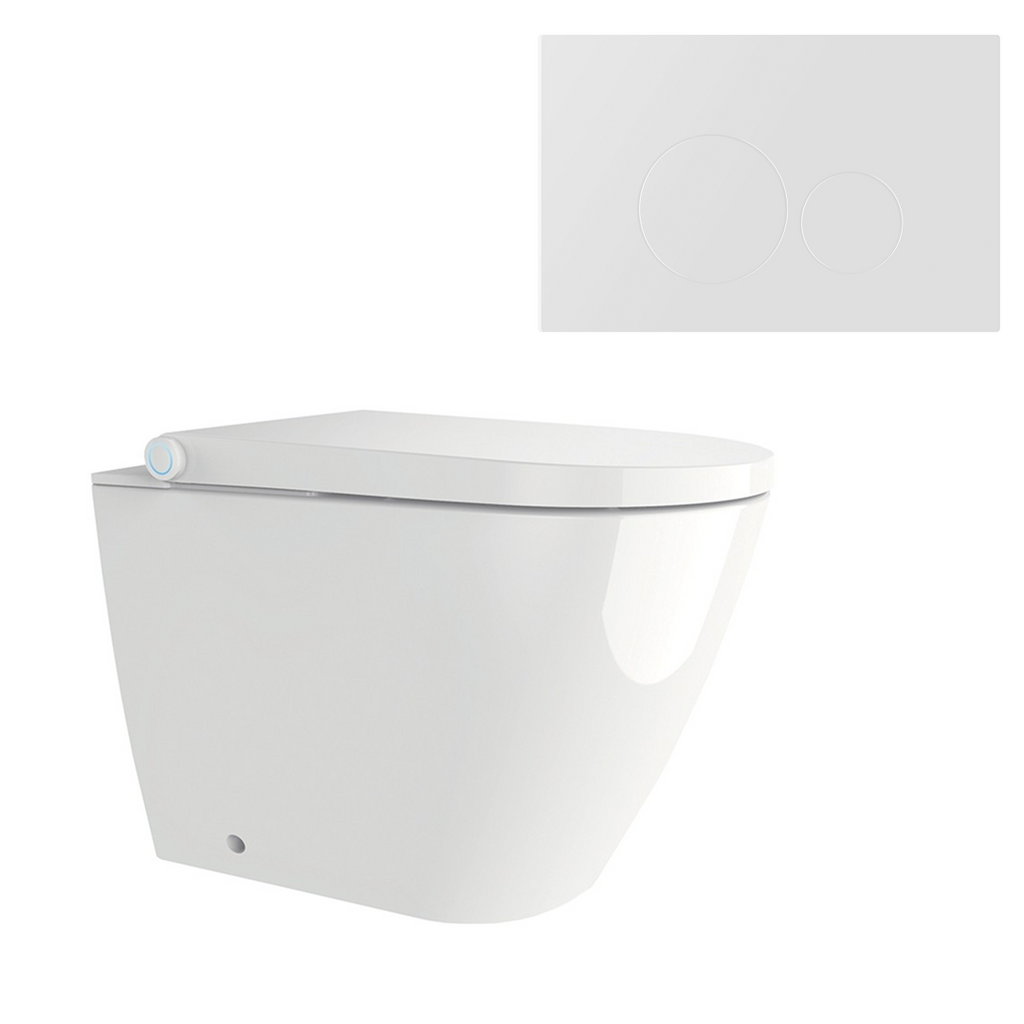 Streamline Arcisan Neion Wall Faced Intelligent Toilet with Remote, Arcisan Cistern - Includes Venn Gloss White Button - NE041005 + VE04478.GW