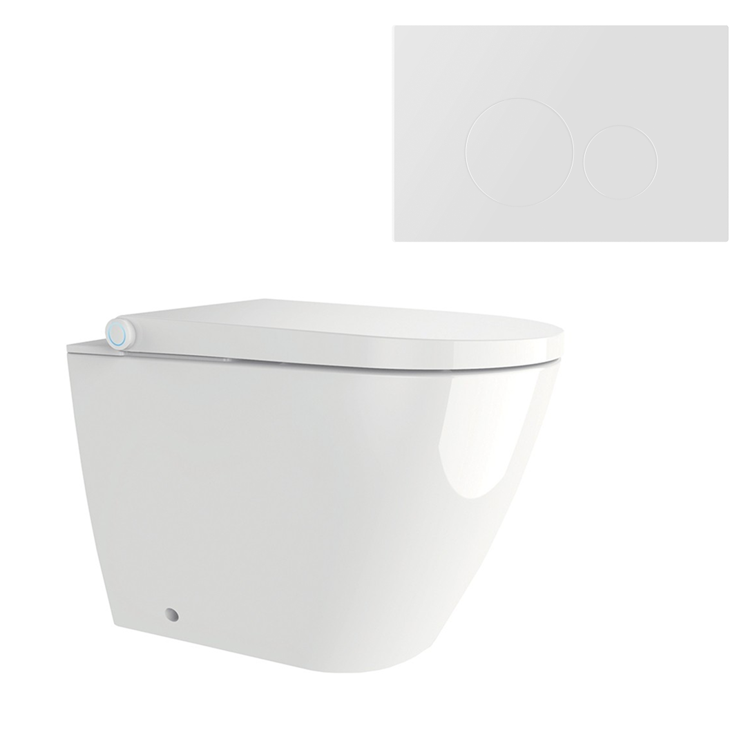 Streamline Arcisan Neion Wall Faced Intelligent Toilet with Remote, Arcisan Cistern - Includes Venn Gloss White Button - NE041005 + VE04478.GW