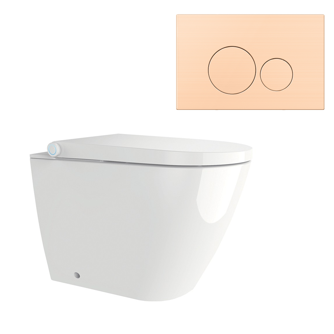 Streamline Arcisan Neion Wall Faced Intelligent Toilet with Remote, Arcisan Cistern - Includes Venn Brushed Rose Gold Button - NE041005 + VE04478.RG1
