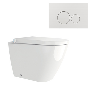 Streamline Arcisan Neion Wall Faced Intelligent Toilet with Remote, Arcisan Cistern - Includes Venn Brushed Nickel Button - NE041005 + VE04478.SN