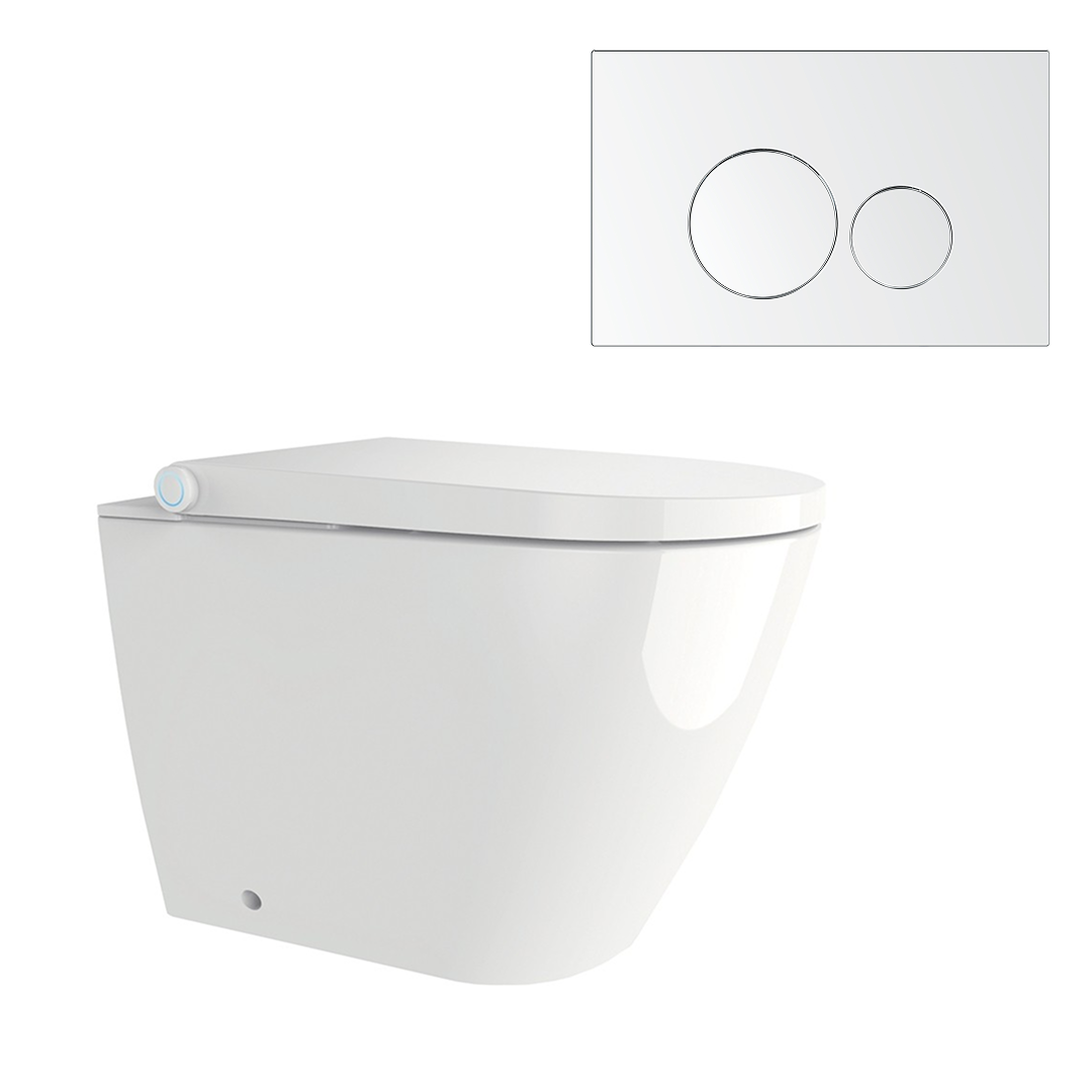 Streamline Arcisan Neion Wall Faced Intelligent Toilet with Remote, Arcisan Cistern - Includes Venn Chrome Button - NE041005 + VE04478