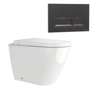 Streamline Arcisan Neion Wall Faced Intelligent Toilet with Remote, Arcisan Cistern - Includes Xoni Brushed Gun Metal Button - NE041005 + XN04470.GM