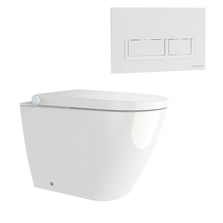 Streamline Arcisan Neion Wall Faced Intelligent Toilet with Remote, Arcisan Cistern - Includes Xoni Gloss White Button - NE041005 + XN04470.GW