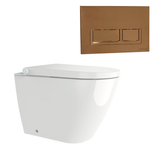 Streamline Arcisan Neion Wall Faced Intelligent Toilet with Remote, Arcisan Cistern - Includes Xoni Brushed Rose Gold Button - NE041005 + XN04470.RG1