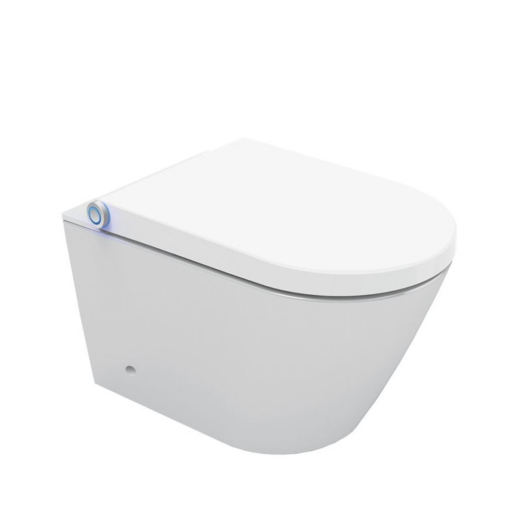 Streamline Arcisan Neion Wall Hung Intelligent Toilet with Remote, Arcisan Cistern & Frame - Includes Xoni Brushed Iron Button - NE041305 + XN04470.BI