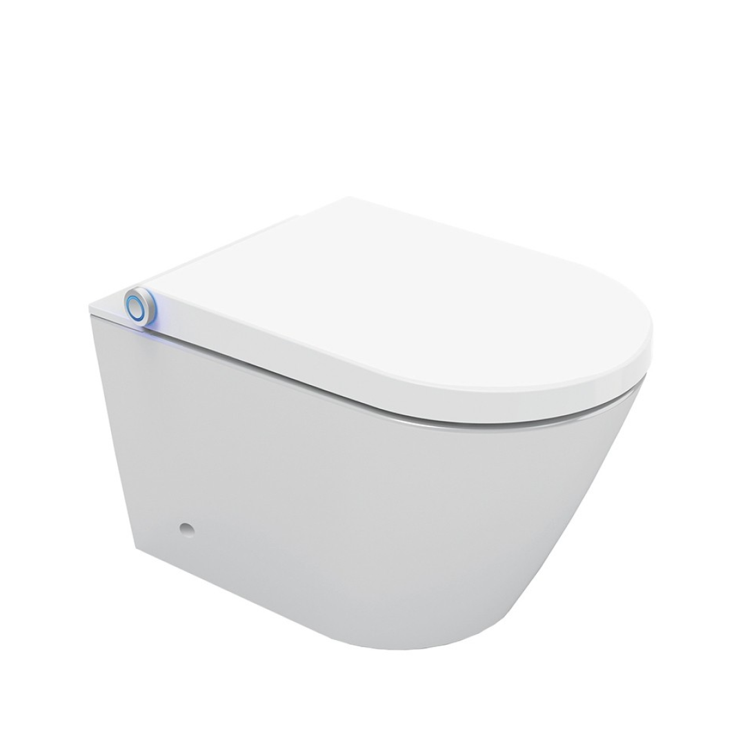 Streamline Arcisan Neion Wall Hung Intelligent Toilet with Remote, Arcisan Cistern & Frame - Includes Xoni Brushed Iron Button - NE041305 + XN04470.BI