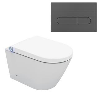 Streamline Arcisan Neion Wall Hung Intelligent Toilet with Remote, Arcisan Cistern & Frame - Includes Eneo Brushed Gun Metal Button - NE041305 + EN04470.GM
