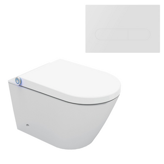 Streamline Arcisan Neion Wall Hung Intelligent Toilet with Remote, Arcisan Cistern & Frame - Includes Eneo Gloss White Button - NE041305 + EN04470.GW