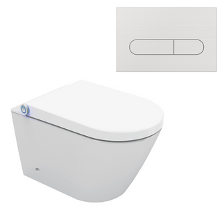 Streamline Arcisan Neion Wall Hung Intelligent Toilet with Remote, Arcisan Cistern & Frame - Includes Eneo Brushed Nickel Button - NE041305 + EN04470.SN