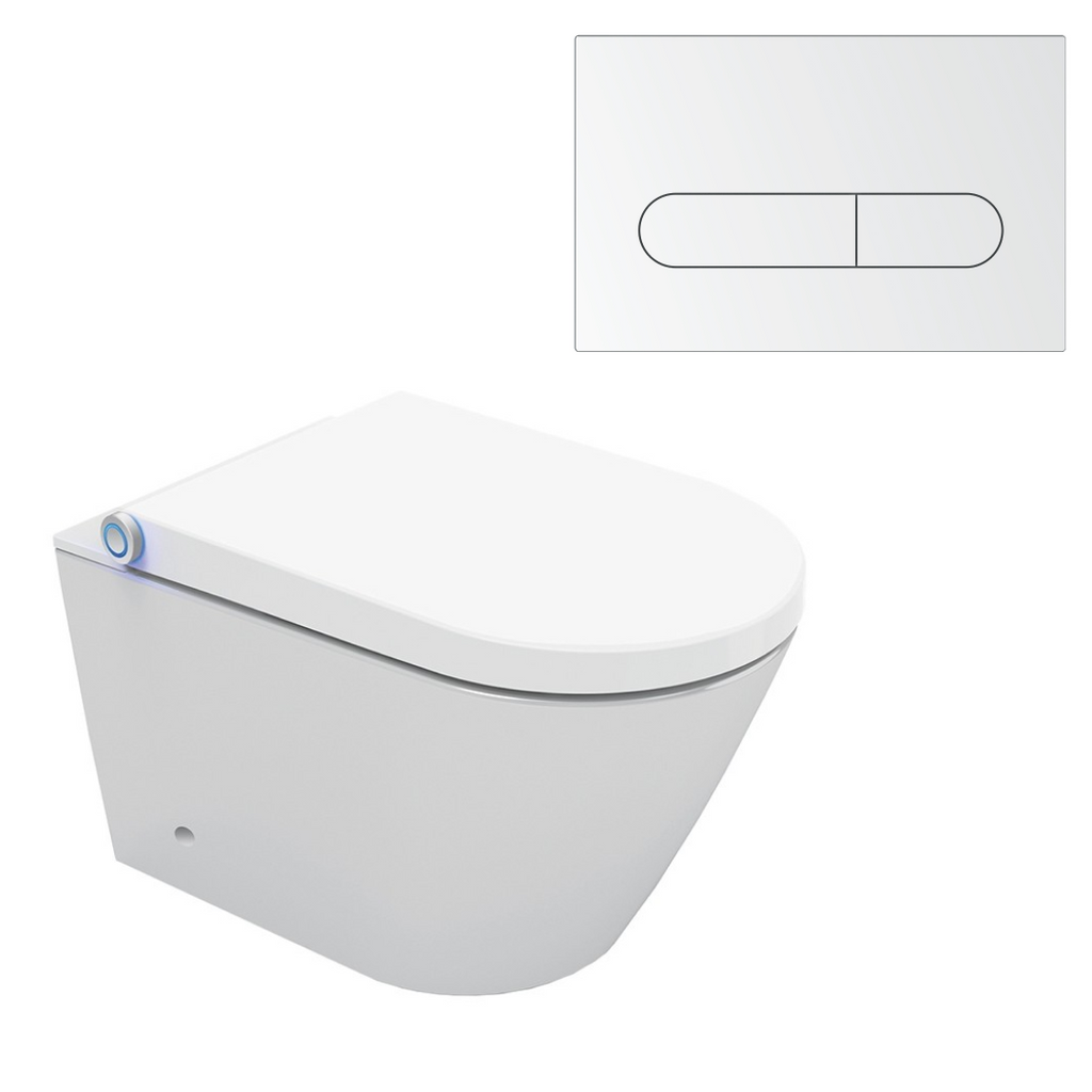 Streamline Arcisan Neion Wall Hung Intelligent Toilet with Remote, Arcisan Cistern & Frame - Includes Eneo Chrome Button - NE041305 + EN04470